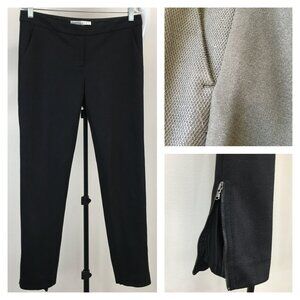 TRINA TURK Black Mixed Fabric Zip Ankle Dress Pant